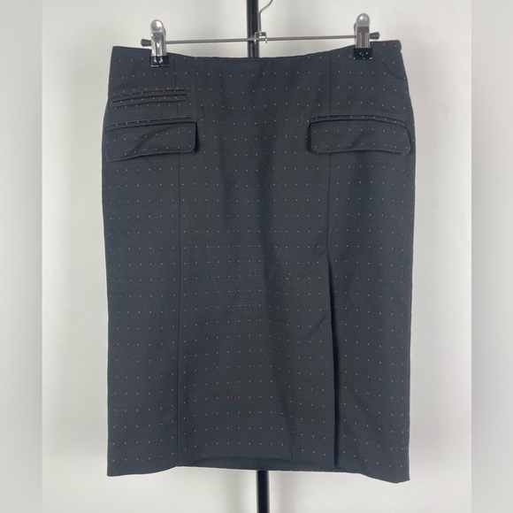 French Connection Dresses & Skirts - French Connection Black Red Polka Dot Retro Front Slit Pencil Skirt